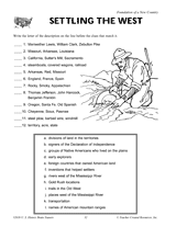 westward expansion worksheet middle school