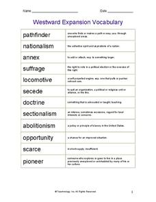 westward expansion worksheet