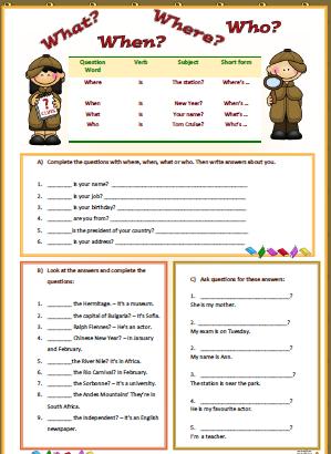 Wh question words. Interactive worksheet | TopWorksheets