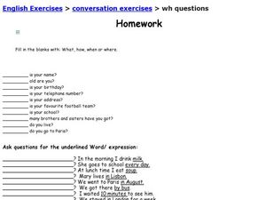 Wh Questions ESL Games Activities Worksheets