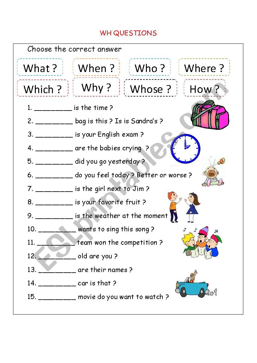 Wh questions - ESL worksheet by bloodsugar