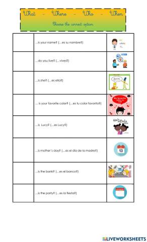 Question word worksheets | Worsheets library