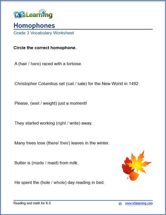 What are Homophones? | Worsheets library