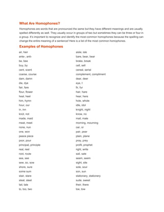 what are homophones
