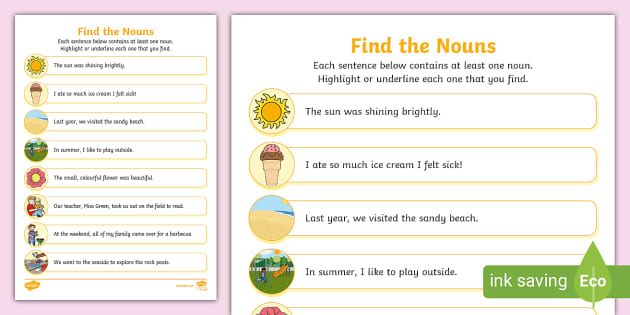 what are nouns worksheet