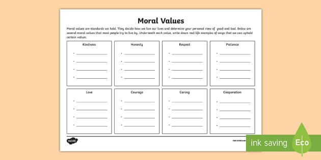 what are your values worksheet