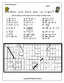 what did zero say to eight worksheet