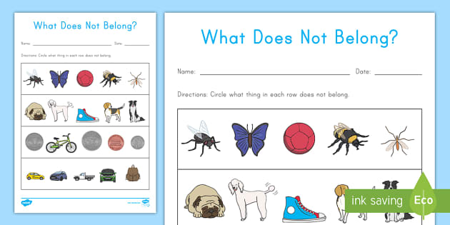 what does not belong worksheet