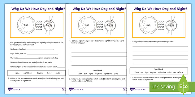 Day and Night Cycle Differentiated Worksheets | Twinkl