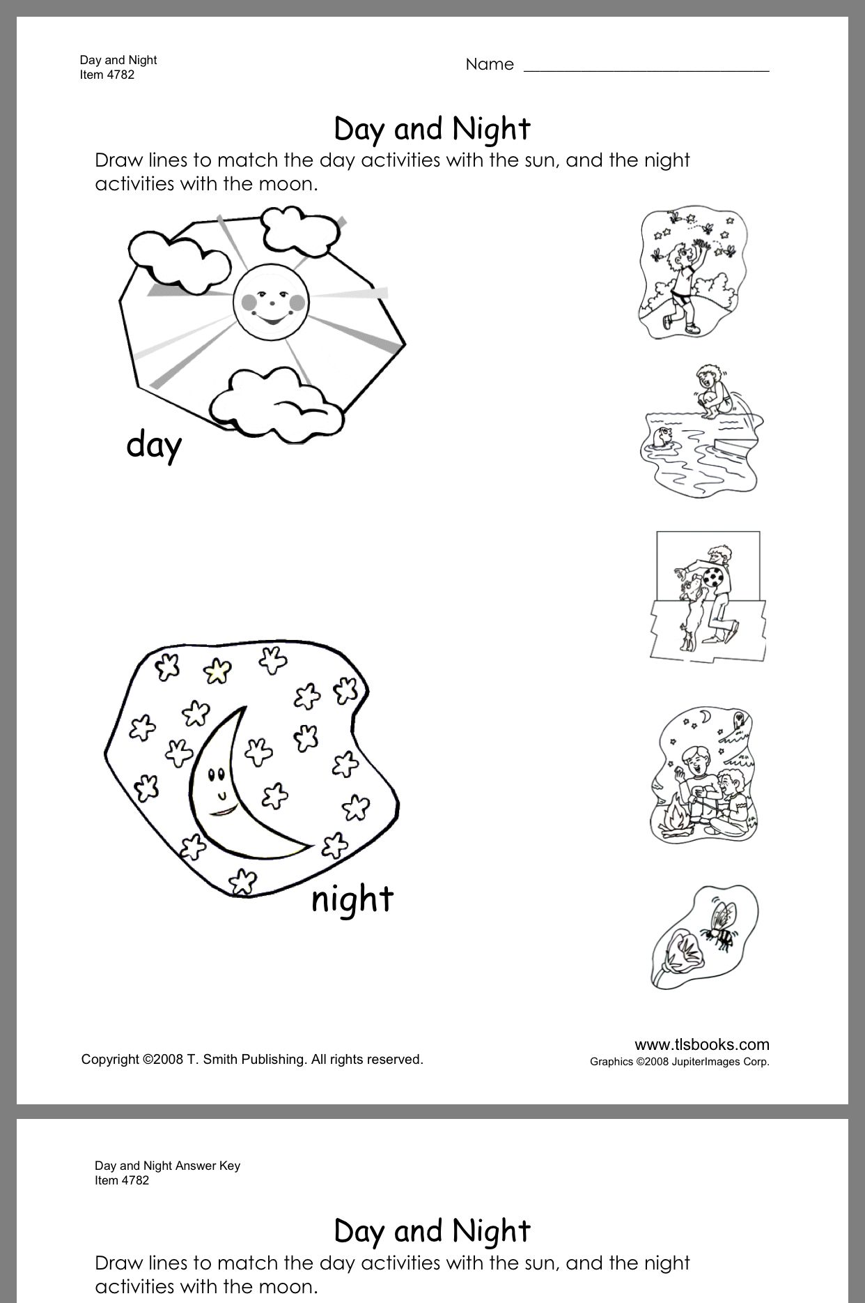 what does the sun do at night math worksheet answers