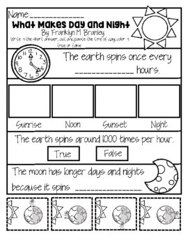 what does the sun do at night math worksheet answers