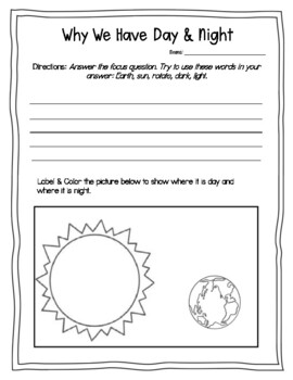 what does the sun do at night math worksheet answers