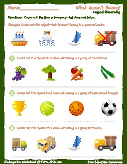 Worksheet: Kindergarten - What Doesnt Belong? - Use Logical ...