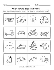 Belonging: Which does not belong to the group preschool activity