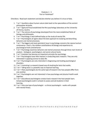 02-01 Fact or Falsehood - Modules 1 - 3 Fact or Falsehood ...
