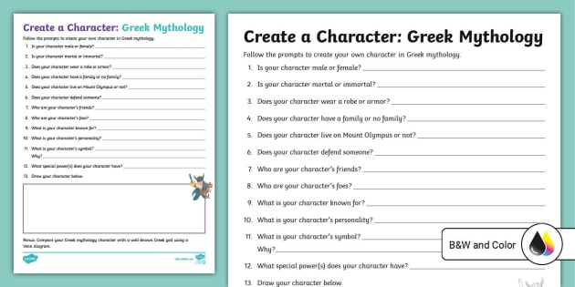 what is a myth worksheet