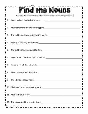 what is a noun worksheet