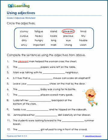 what is an adjective worksheet