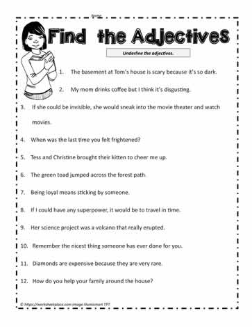 Adjective Worksheet Worksheets