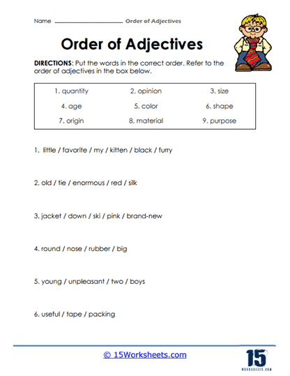 what is an adjective worksheet