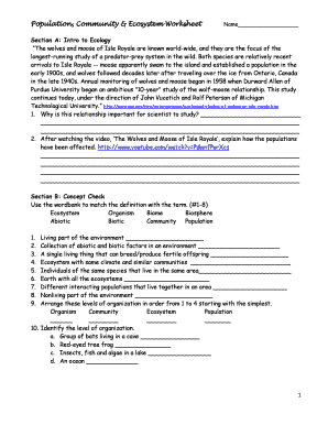 what is an ecosystem worksheet answers