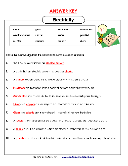 what is electricity worksheet answers
