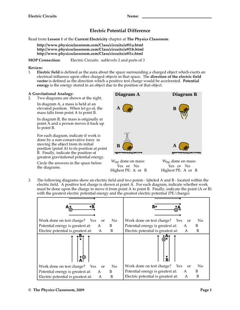 what is electricity worksheet answers
