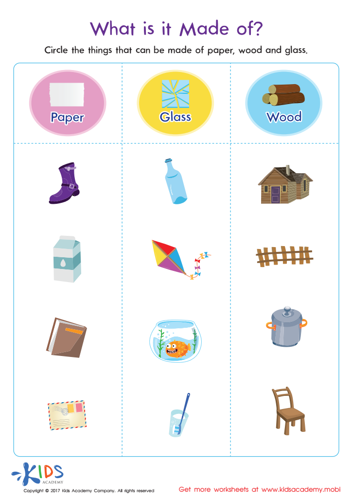 What Is It Made of Worksheet: Free Printout for Children