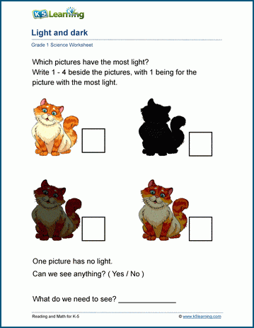 Light and Dark Worksheet | Worsheets library