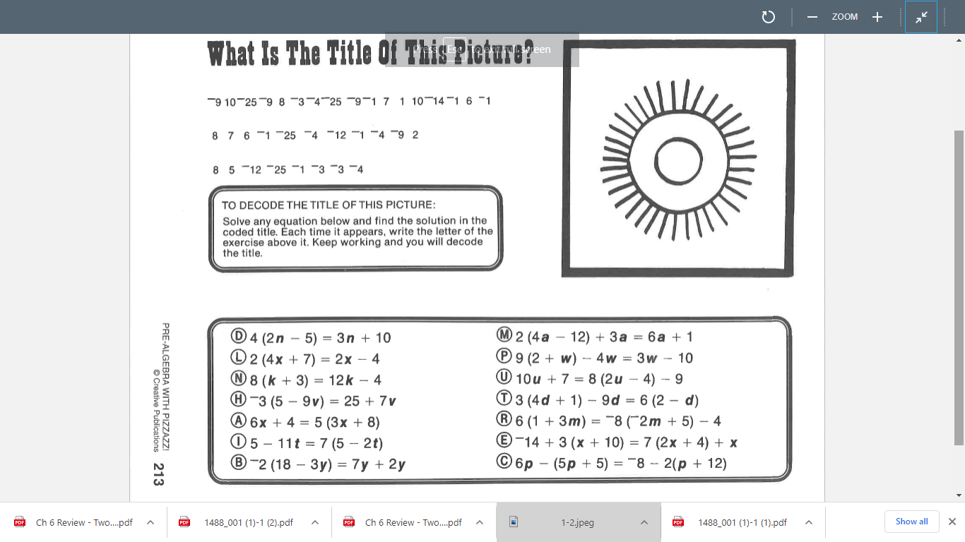 what is the title of this picture worksheet answer key