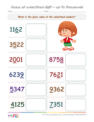 what is the value of the underlined digit worksheet