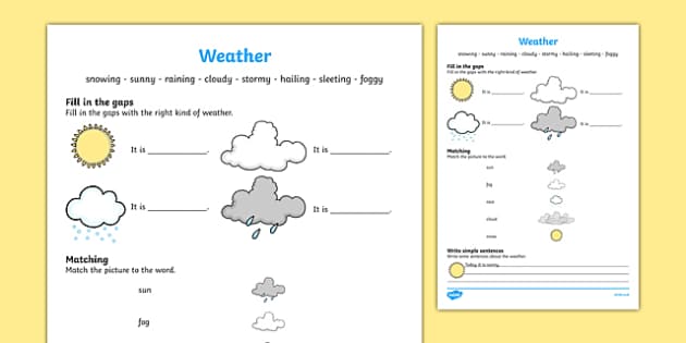 Weather Worksheet / Worksheet, worksheet (teacher made)