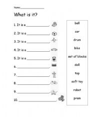 English worksheets: What is it (toys) worksheet