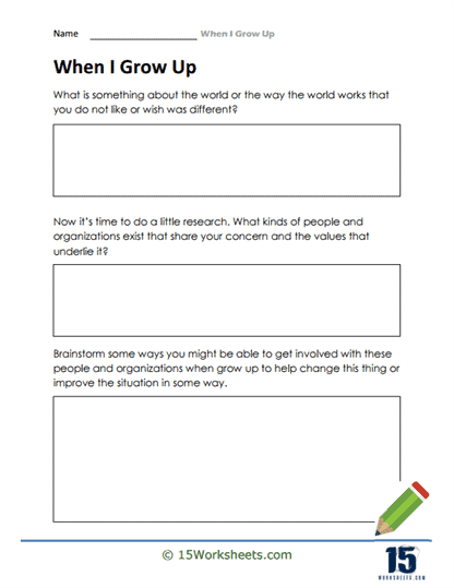 when i grow up i want to be worksheet