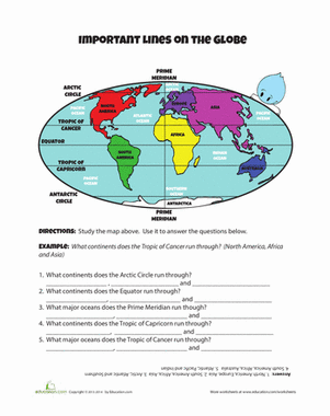 Lines on the Globe | Worksheet 