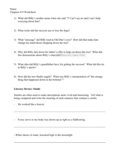 where the red fern grows worksheet