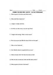 English worksheets: Where the Red Fern Grows Follow-Along