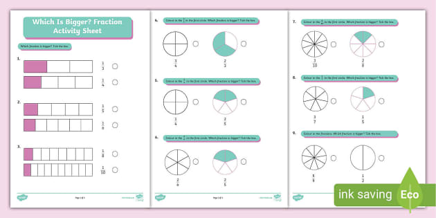 Which is Bigger? Fractions Activity Sheet (teacher made)