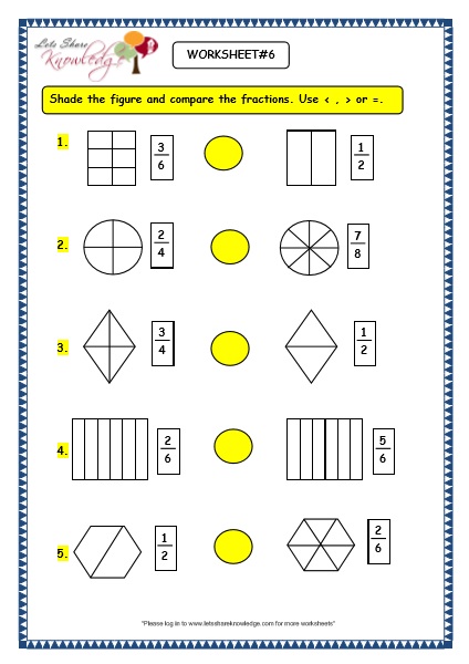 Grade 3 Maths Worksheets: (7.3 Bigger and Smaller Fractions ...