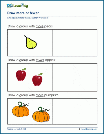 More or less objects worksheets | Worsheets library