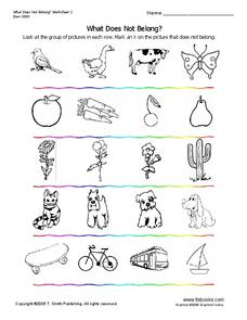 What Does Not Belong? Worksheet for Pre-K - 1st Grade | Lesson Planet