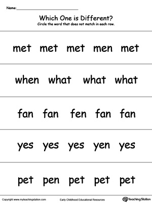 which one is different worksheet