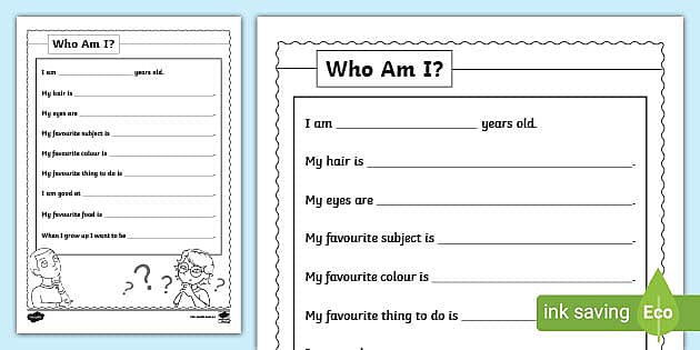 who i am worksheet