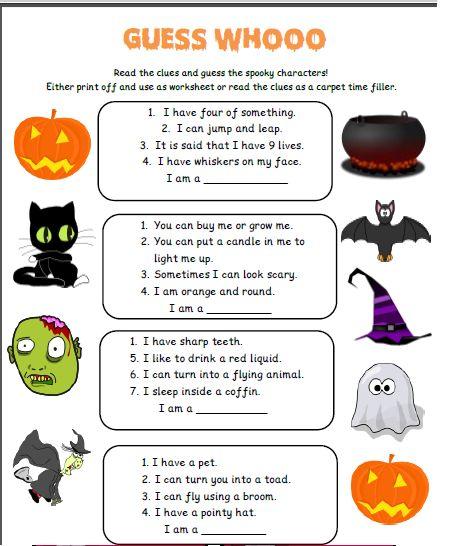 who turns out the lights on halloween worksheet