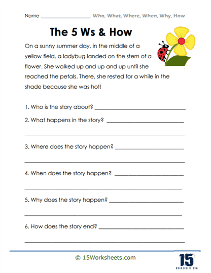Who, What, Where, When, Why, How Worksheets - 15 Worksheets.com ...