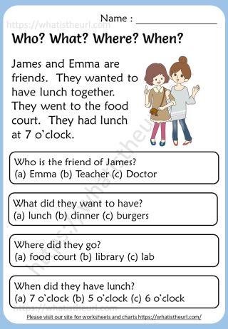 Who What Where When Reading Comprehension Worksheets - Your Home ...