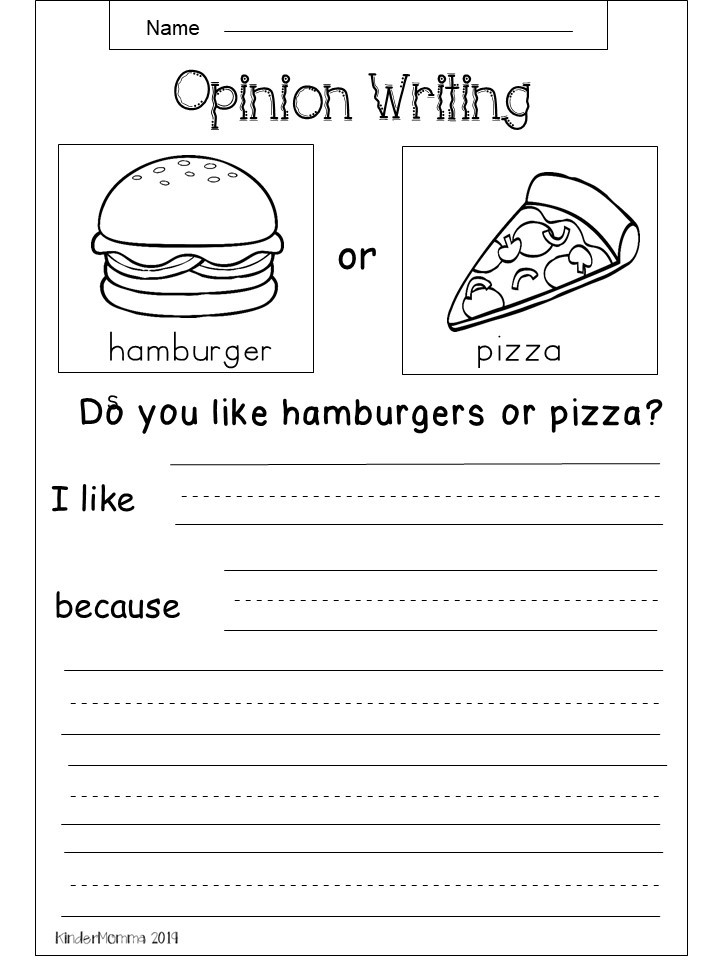 Free Opinion Writing Worksheet - kindermomma.com