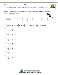 Dividing Fractions by Whole Numbers