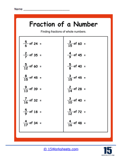 Fractions of a Whole Number Worksheets - 15 Worksheets Library