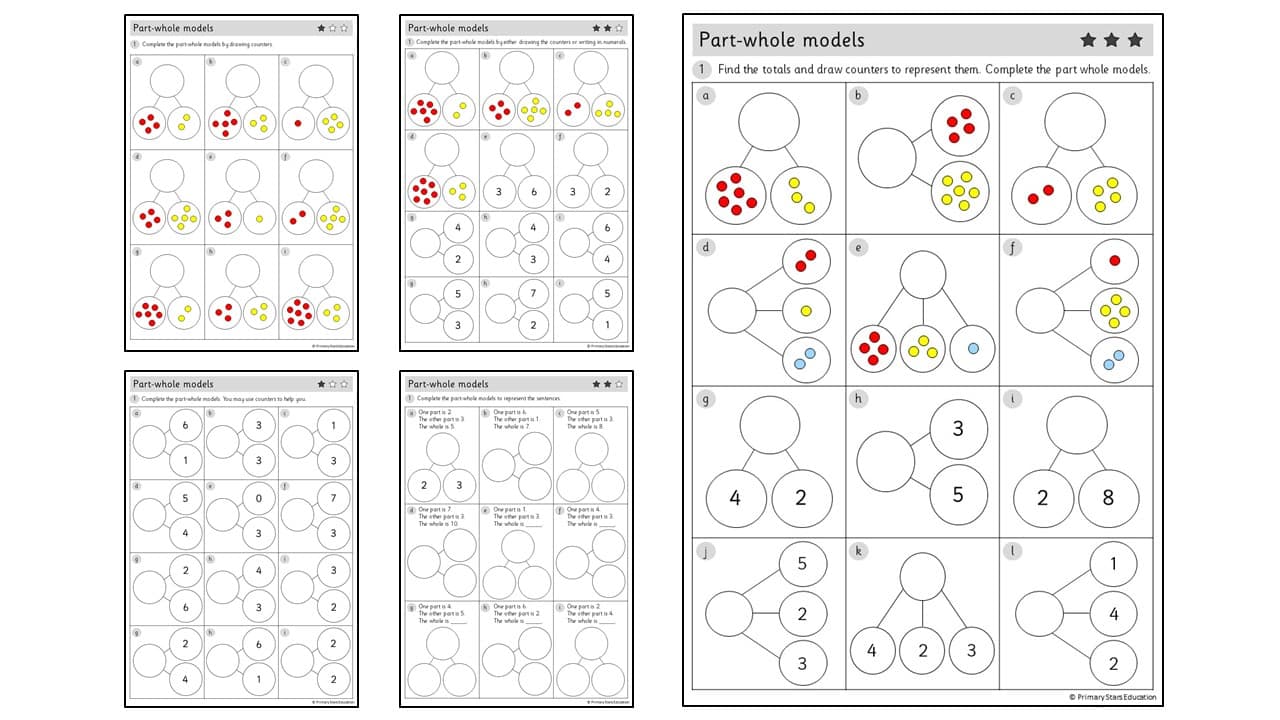 Part-whole models (within 10) | Worksheets - Primary Stars Education